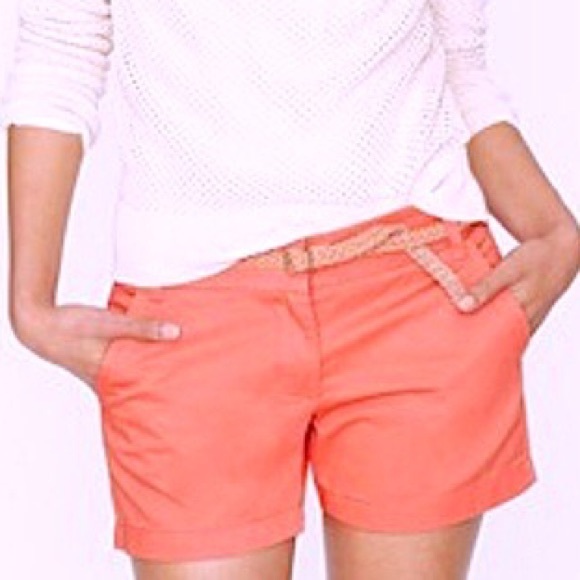 J Crew Chino Broken In Shorts Salmon Pink Pockets Cotton Vacation Size 6
